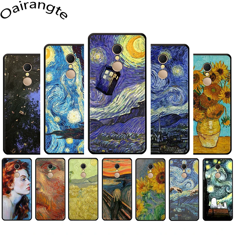

Van Gogh Tardis Soft Phone case for Redmi 4A 4X 5 6 A Plus Pro 7 GO Note 4 4X 5 6 7 8 Pro 7A K20 pro