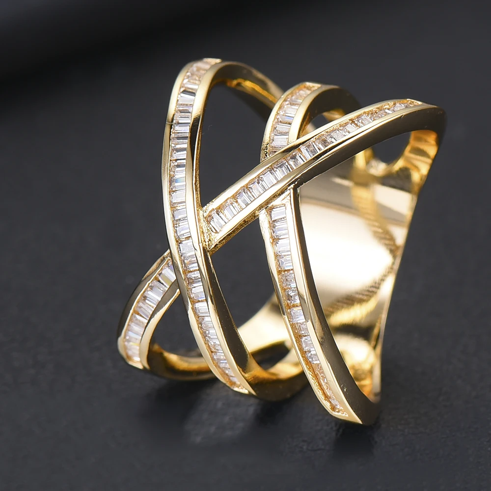 GODKI Роскошные геометрические массивные штабелируемые кольца для женщин, свадебные с кубическим цирконом, обручальное, дубайское золото, свадебное Колье, кольца на палец