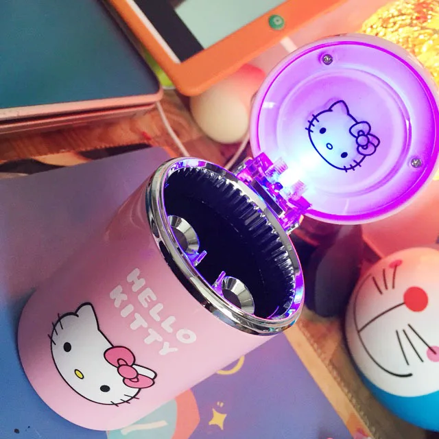 Мультяшная автомобильная пепельница, светодиодный пепельница hello kitty KT, аксессуары для девочек и мальчиков, пепельница, пепельница, держатель для чашки, подарки, аксессуары