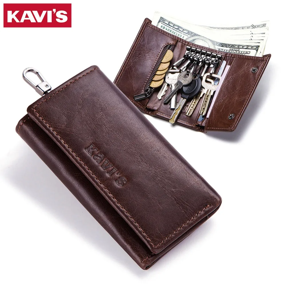 KAVIS Genuine Leather Housekeeper font b Key b font font b Wallet b font Man Ring