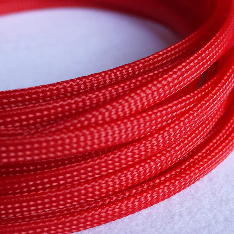 1 м красный 6 мм плетеный кабель ТЕКСТИЛЬНЫЙ ШНУР ПЭТ расширяемые гильзы высокой плотности обшивки плетеные кабельные рукава