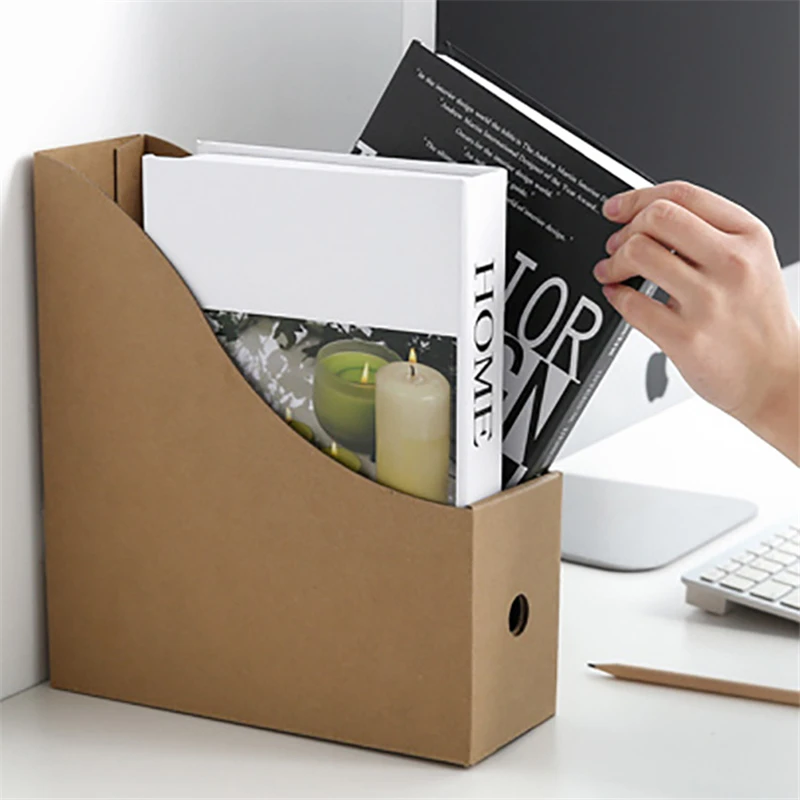 3pc DIY Kraft Paper Storage Boxes Desk Organizer Book Pen Holder