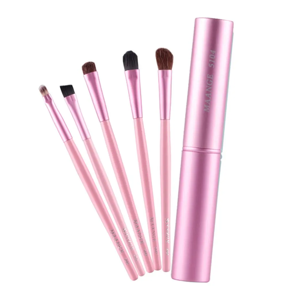 

MAANGE 5pcs Travel Portable Mini Professional Eye Makeup Brushes Set Eyeshadow Eyeliner Eyebrow Brush Lip Make Up Brushes kit