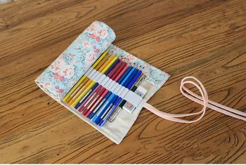 

Hot selling canvas large capacity handmade bag pencil case curtain 36/48/60/72 colored pencils bag big box children painting