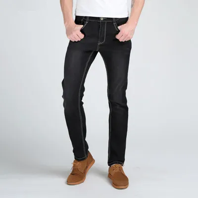 Brother Wang мужские тонкие модные джинсы высокого качества мужские эластичные серые обтягивающие джинсы для отдыха брендовая одежда - Цвет: Черный