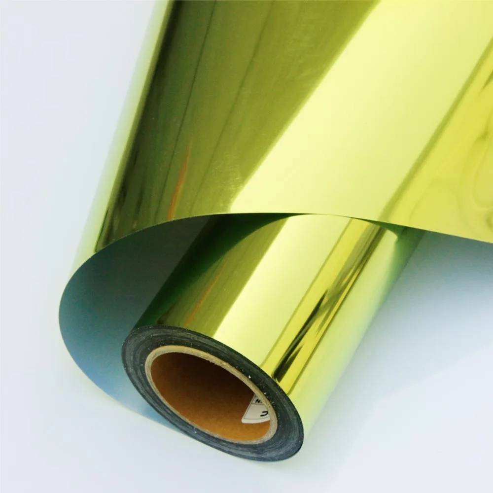 SUNICE металлик HTV железо-на ПУ теплопередача виниловая резка пресс-пленка ручной IronOn/тепловой пресс 17 цветов на выбор А4 образец - Color: Gold Green