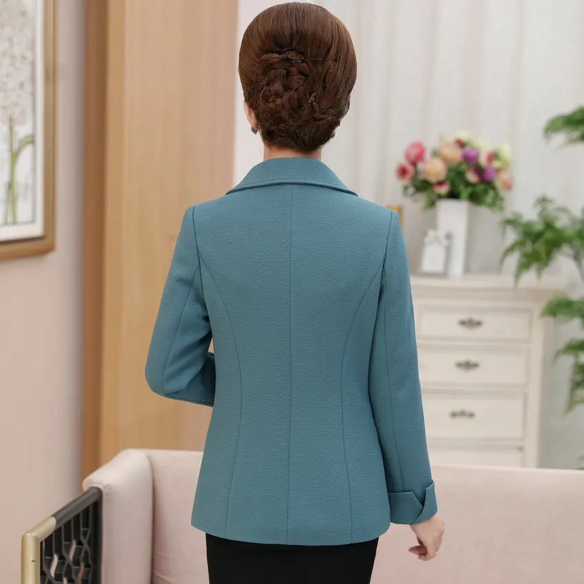 WAEOLSA Chinese Woman Short Blazer Red Green Purple Pink Jacket Suit Middle Aged Womens Notched Collar Blazers Autumn Outfits XL - 32829627696