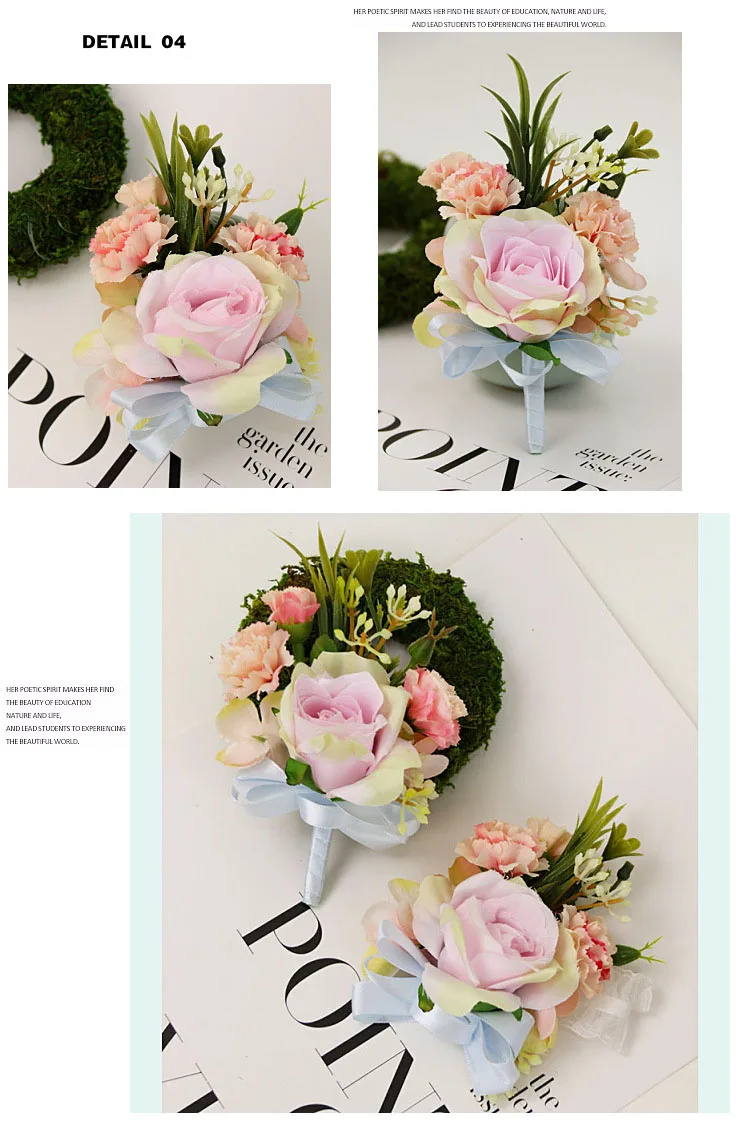 bridesmaid bracelet wedding corsage flowers roses artificial  (11)