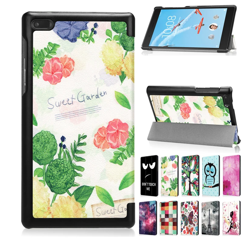 

Tab7 Tab 7 TB-7504 PU Leather Case Cover 7'' Print Protective Stand Skin for Lenovo Tab4 7 TB-7504F TB-7504N 7504X Tablet Fundas
