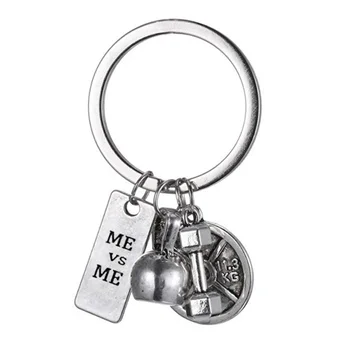 

1Pc Sports Barbell Dumbbell Keyring Charm Weight Fitness Weightlifting Gym Creative Keychain Gifts For Boyfriend Car Styling