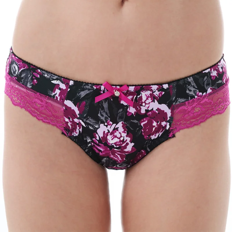 

Women Floral Printed Panty Big Size High Waist Underwear With Lace Briefs Satin Embroidery Panty M-L-XL-2XL-3XL-4XL-5XL-6XL-7XL