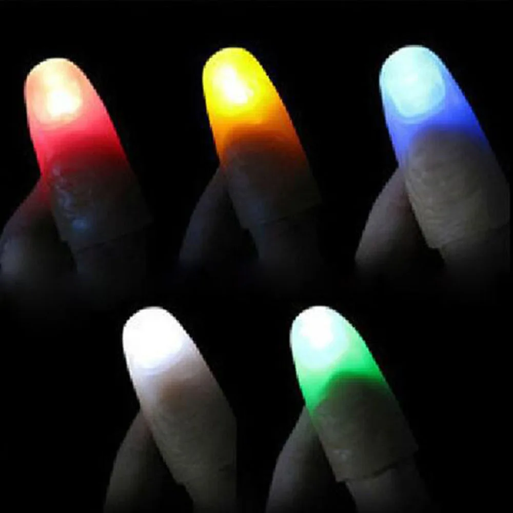 2Pcs Magic Super Bright Light Up Thumbs Fingers Trick Appearing Light Close OF 