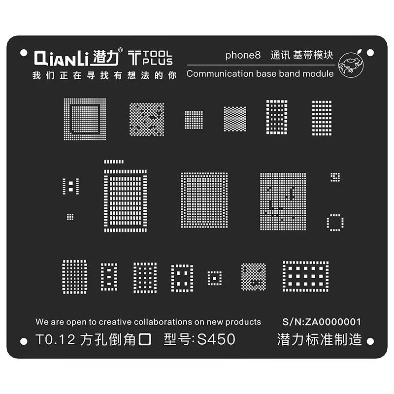 Черный стальной трафарет BGA для iPhone 8 7 6S 6 5S связывающая Базовая лента шаблон