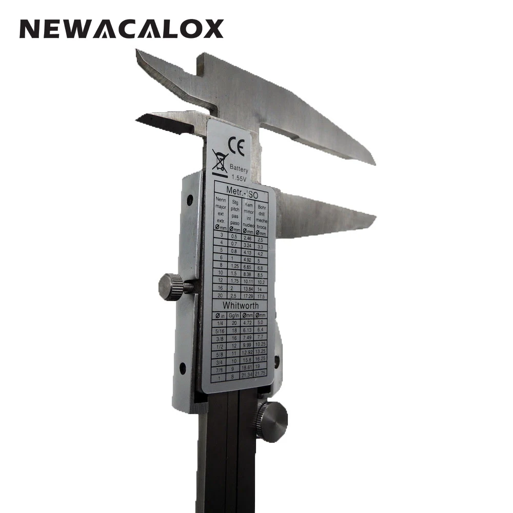 NEWACALOX 0-12 дюймов/300 мм цифровой штангенциркуль измерительный инструмент прецизионный нержавеющая сталь дюймов/метрический с очень большим ЖК-экраном