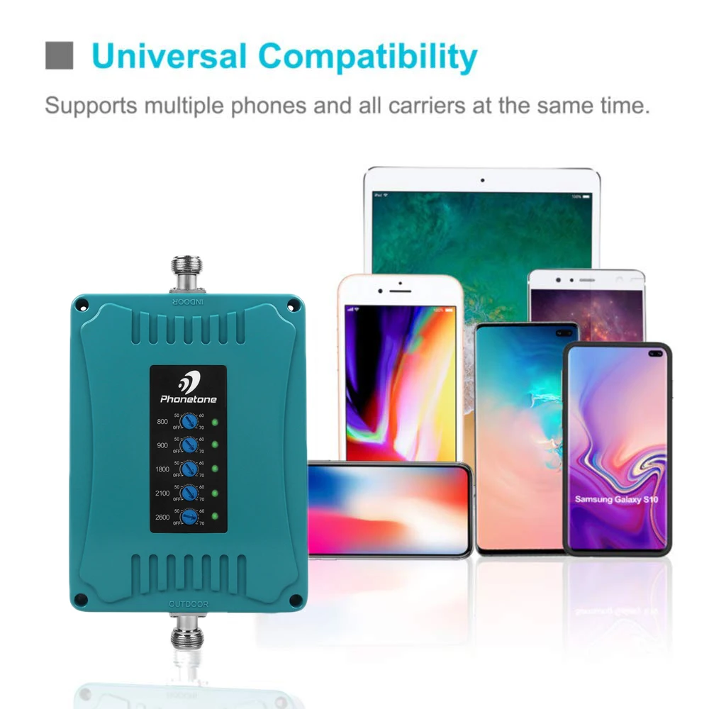 Усилитель сигнала B1/B3/B7/B8/B20 2G 3G 4G LTE усилитель 900/1800/2100/800/2600 МГц 5 полосный мобильный