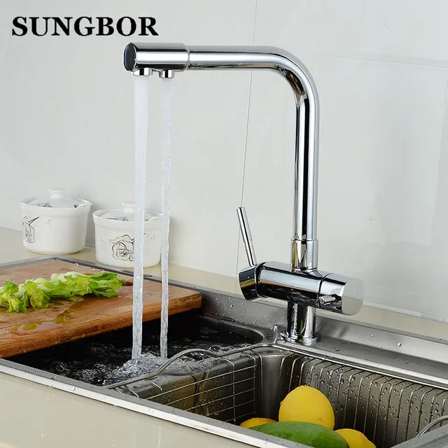 Best Price 100% Brass Marble Painting Swivel Drinking Water Faucet 3 Way Water Filter Purifier Kitchen Faucets For Sinks Taps CF-9129L