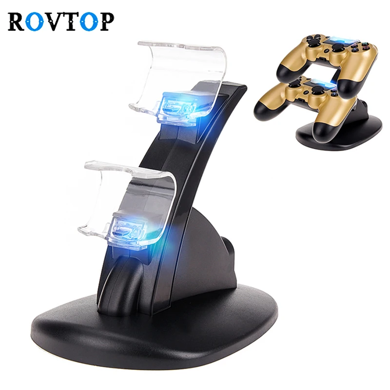 

Rovtop Dual USB PS4 Controller Charger Dock LED Charging Stand Station Cradle for Sony Playstation PS4 Pro Slim Controller Z2