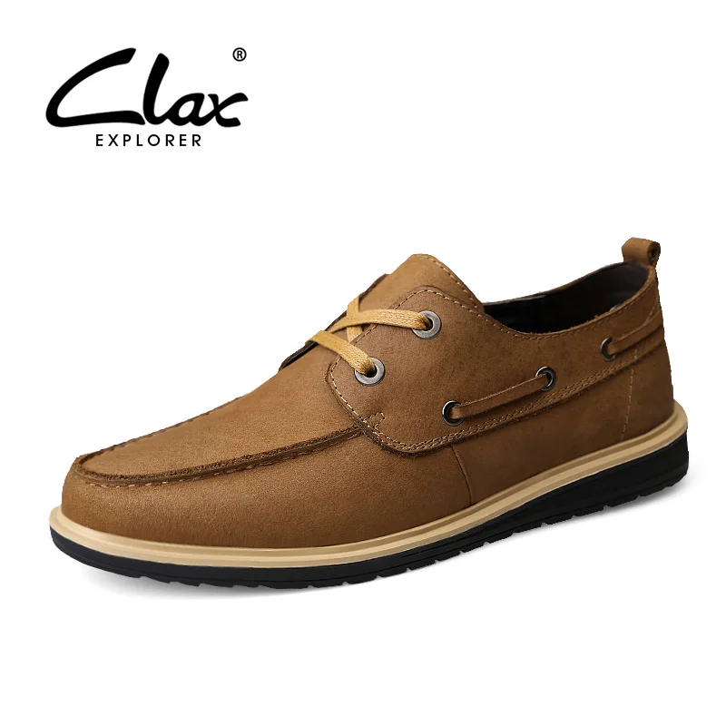

CLAX Men Boat Shoes Lace Up Spring Autumn Casual Leather Shoe Male Designer Leisure Shoe Genuine Leather chaussure homme