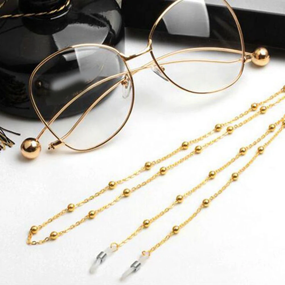 Модные женские Золотые Серебряные очки солнечные очки с цепочкой для чтения из бисера очки цепи очки шнур держатель шеи ремень веревка
