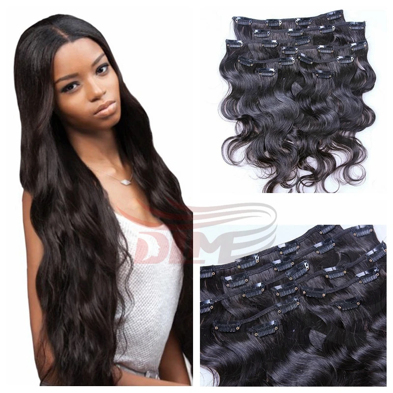 

Unprocessed 7A Wavy Hair Clip In Extentions Remy Hair Wet African American Clip In Indian Human Hair Extensions All Virgin Hair