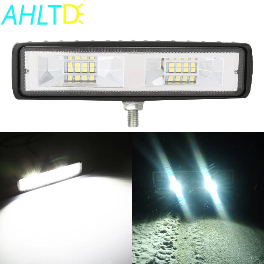 

6 inch 48W 16LED Work Light Bar Flood Beam Bulb Car SUV OffRoad Driving Fog Lamps for Jeep Truck Tractor Boat Trailer 12V