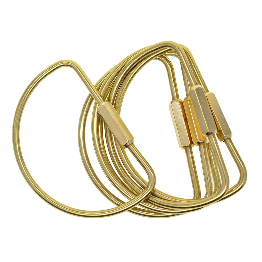 6pcs Durable Brass Screw Locking Clasp Carabiner Key Ring Keychain Key Holder Accessories Gold