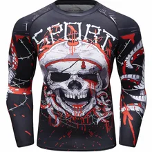 Для мужчин s уличные упражнения фитнес топ с длинными рукавами Camiseta Новинка 3D череп печати гимнастическая Майка тренировки костюмы
