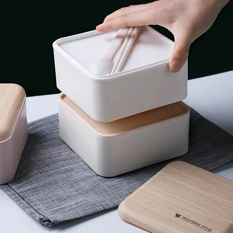 ACEBON микроволновый двухслойный Ланч бокс 1400 мл деревянный салат Bento box BPA бесплатно