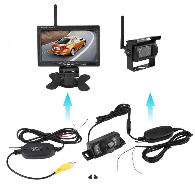 

IR LED Rear View Cameras Night Version Car Reverse Backup Camera + Wireless RCA Video Transmitter Receiver Kit Car Accessories