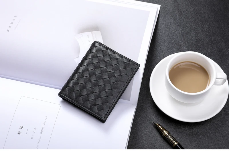 Wmnuo Business Genuine Leather Card Holders Male Korean Mini Braided Head Layer Cowhide Male And Female Multi-card Wallet Unisex