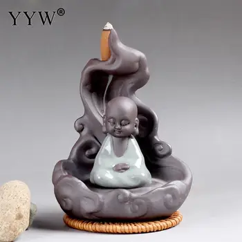

Buddha Backflow Incense Burner Home Decor Aroma Censer Crafts With 10pcs Free Incense Cones Smoke Waterfall Incense Cones Holder