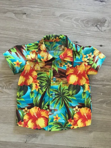 

2018 Summer Kid Boy Short Sleeve Print Shirt Tops Hawaiian Style Boy Shirts Summer Kids Coconut tree Flowers Print Shirt Casual