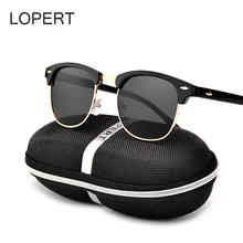 LOPERT Retro Rivet Polarized Sunglasses Men Women Classic Brand Designer Glasses Unisex Sun Glasses Fashion Male Eyewear De Sol