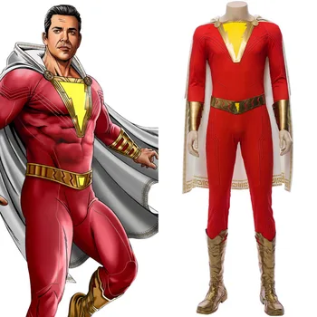 

DC Movie Shazam Cosplay Costume Billy Batson Jumpsuit Outfit Adult Men Uniform Halloween Carnival Costumes Illuminate Version