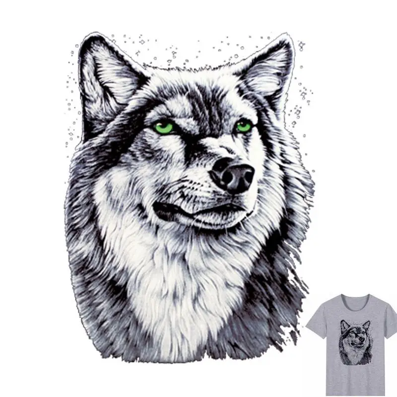 

25x19cm Fashion Cartoon Wolf Iron On Stickers Washable Appliques A-level Patches Heat Transfer For DIY Accessory Clothing