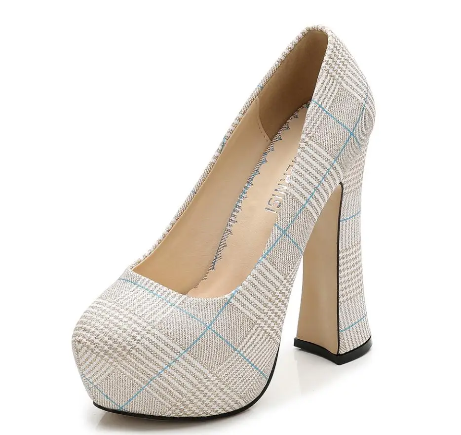 

2019 European and American fashion new large size high heel waterproof platform ladies elegant women's shoes