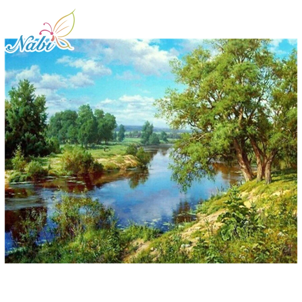

Nabi Diamond Embroidery Scenic Diamond Painting Cross Stitch Trees Picture Of Rhinestones DIY Diamond Mosaic Home Decoration