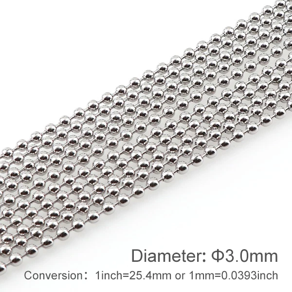 5 метров, 1,5 мм, 2 мм, 2,4 мм, 3 мм, нержавеющая сталь, бисерный шар, цепь, объемные ювелирные изделия, цепочки, сделай сам, брелок, ожерелье, модное ювелирное изделие - Окраска металла: 3mm 5 meters