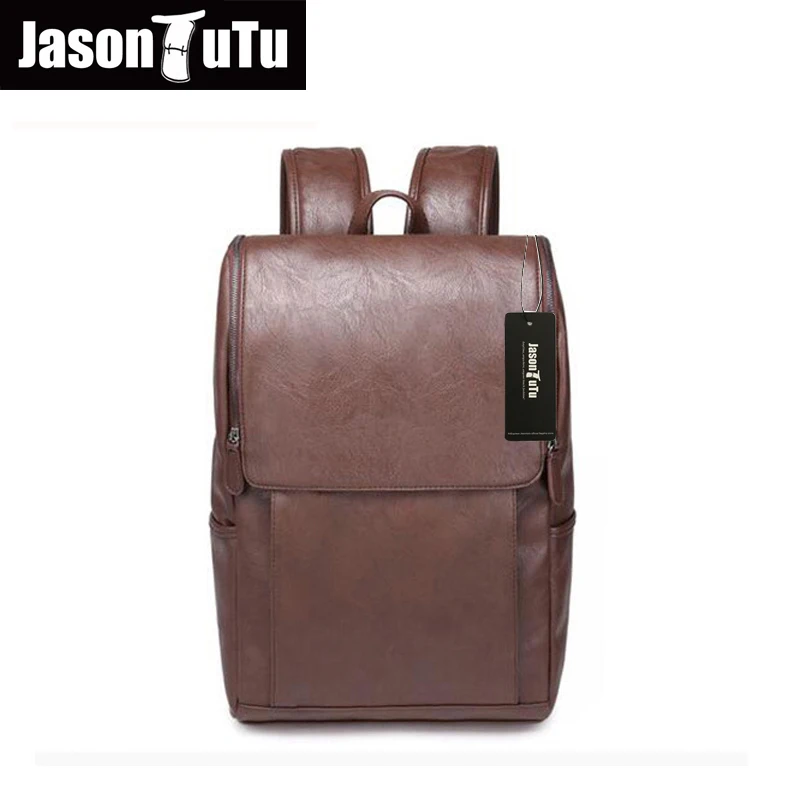 

Men Canvas Backpacks Large size Student Laptop bag Backpacks JASON TUTU Brand Design New Pu leather black backpack B06