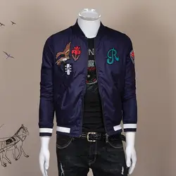 Высококачественная Полиэстеровая Молодежная Весенняя новая вышитая куртка рубашка с воротником-стойкой тонкая мужская куртка