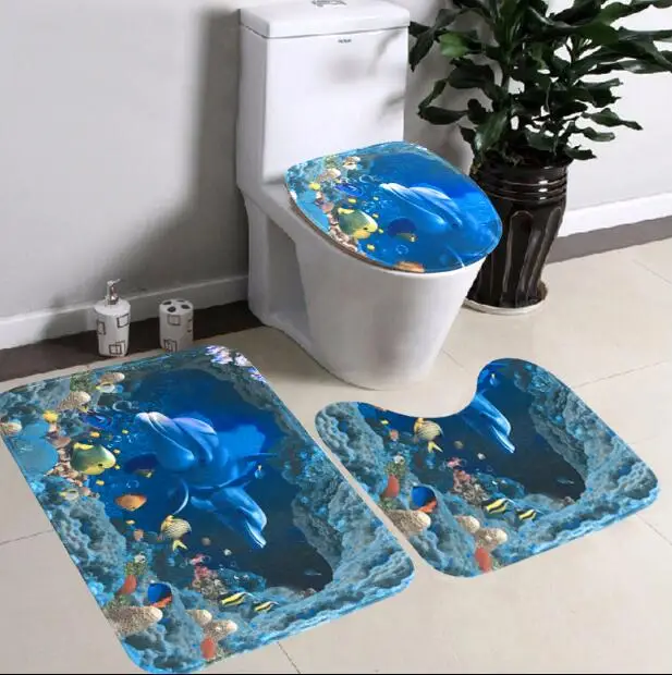 Buy 3pcs a set 3D Scenic Bath Mats Anti Slip Bathroom