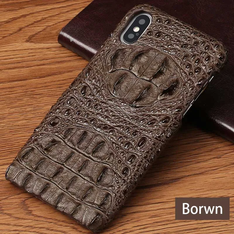 Натуральный кожаный чехол для мобильного телефона для Apple iPhone x 11 11Pro 11 Pro Max xs xr xsmax se 5S 7 6 6s 8 plus роскошный крокодил - Цвет: brown