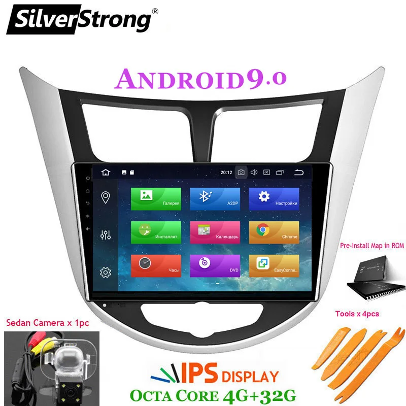 Flash Deal SilverStrong Android9.0 for Solaris Navigation for Hyundai Accent Solaris Android OctaCore 2DIN GPS Car Stereo for Solaris Radio 2