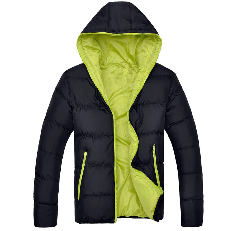 Мужская зимняя куртка, модная мужская парка со стоячим воротником, мужские плотные куртки и пальто, мужские зимние M-5XL - Цвет: green black