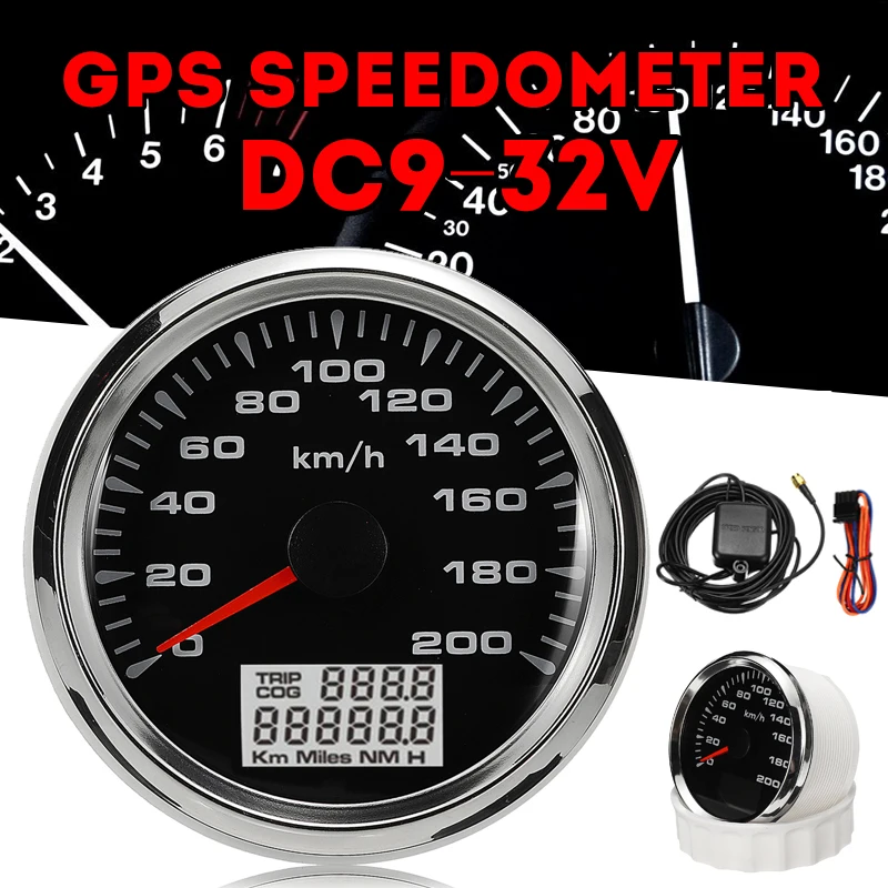 

Durable 85mm GPS Speedometer 200km/h GPS Speedometer Gauge 9-32V Seven-color backlight Motorcycle Marine Boat Buggy
