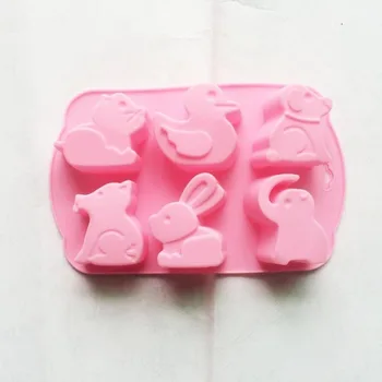 

6 cavity ANIMALs safari zooTHEME cookie biscuit chocolate candy soapSILICONE mold MOULD ice cube tray Handmade bakeware deep 3cm