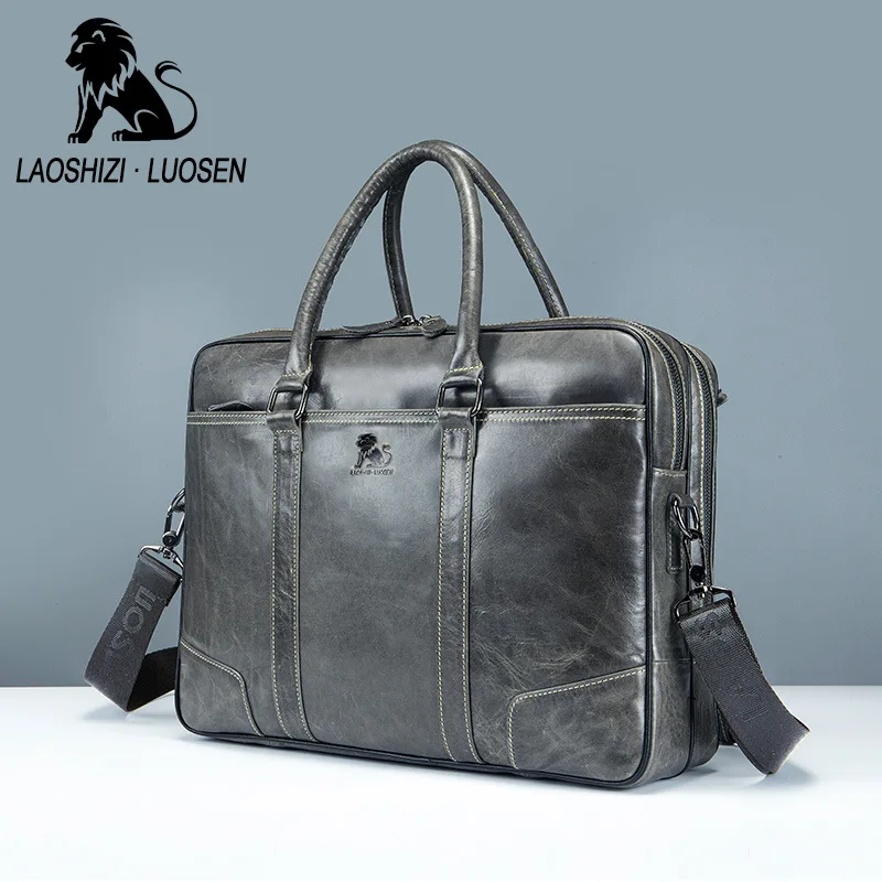 Classic Design Large Soft Genuine Leather Briefcases Men Casual