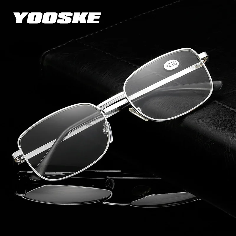 YOOSKE, мужские очки для чтения, женские, металлическая оправа, очки по рецепту, очки для пожилых людей, дальнозоркости, диоптрий+ 1,5+ 2,5