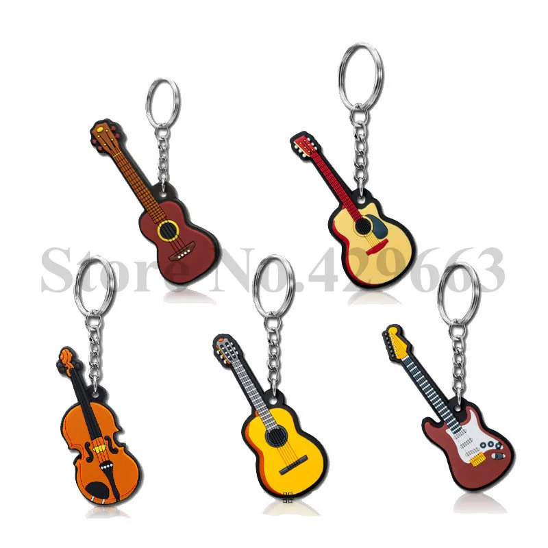 

1 piece New Use Soft Plastic Creative Instrument Keychain Folk / Electric / Classical Guitar / Ukulele Bags Pendant Keychain