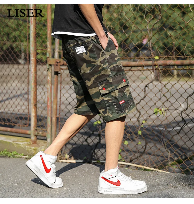 

LISER Shorts Men 2019 Summer Joggers Camo Cargo Shorts Men Streetwear Sweatpants Cotton Casual Short Pants